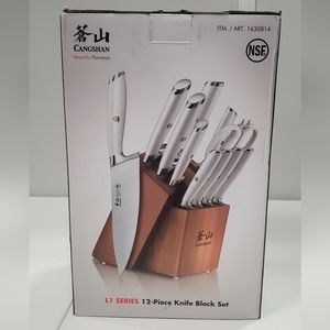NEW Cangshan L1 Series 12-Piece German Steel Forged High-Alloy Knife Set (White)
